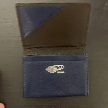 가죽 명함지갑 네이비와 브라운