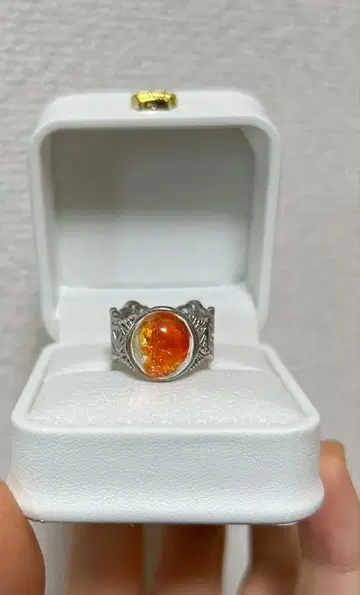 잉어 색 천연 수정 반지 (프리 사이즈)