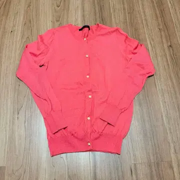 코랄 핑크 버튼 가디건 S
