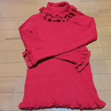 핑크하우스 터틀넥 상의 니트 빨간색 PINK HOUSE