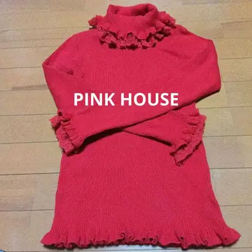핑크하우스 터틀넥 상의 니트 빨간색 PINK HOUSE