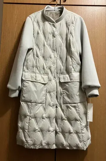 라이트 그레이 퀼팅 자켓 롱 기장