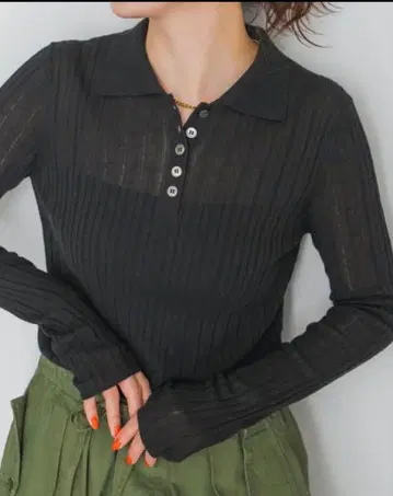 Spick and Span 손세탁 가능 / 시어 피케 셔츠 니트 풀오버