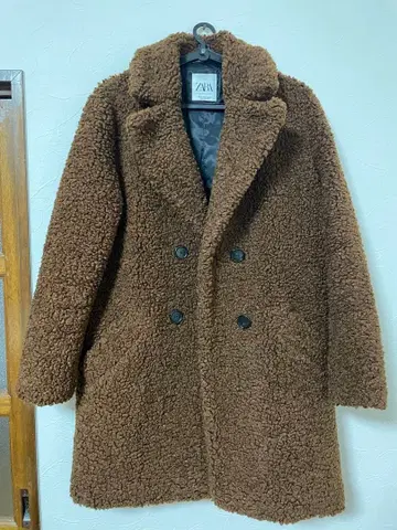 ZARA 보아 더블 브레스트 코트 브라운
