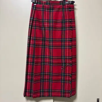 오닐 오브 더블린 레드 체크 플리츠 롱 스커트