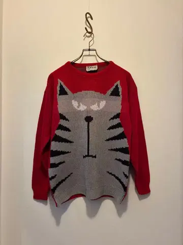 80년대 미국제 빈티지 고양이 아크릴 스웨터 니트