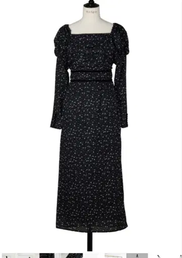 [ 새상품 ] Her lip to 슬리브 쉬폰 롱 원피스 블랙