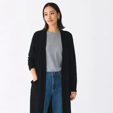 두지엠 클라세 하이 게이지 롱 가디건 실크 혼방 긴팔 블랙