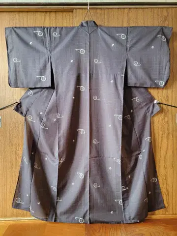 블랙 실 자동차 패턴 단의 명주 워셔블 기모노