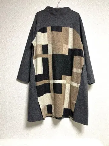 c est moijeu 세모아쥬 기하학 패턴 울 혼방 롱 원피스