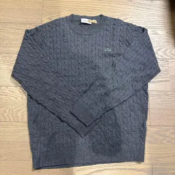 LACOSTE 케이블 짜임 그레이 니트 스웨터 L 사이즈