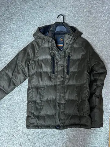 남성용 헤비 다운 자켓 올리브 헤더