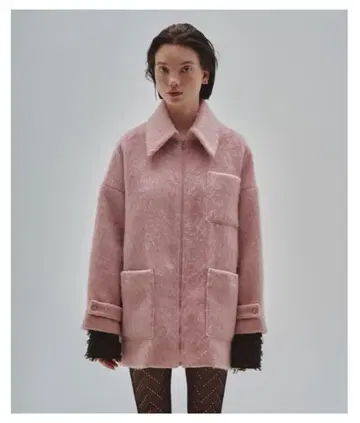 리사이클 샤기 ZIP 코트 / 스탠드 미들 코트