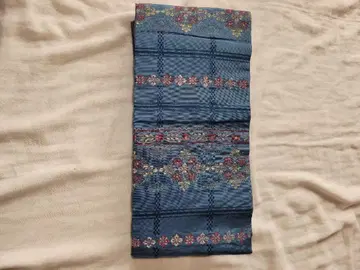 남색 하나비시 문양 나고야 오비