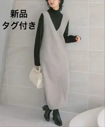 새상품 복슬복슬 푸들 니트 오버롤 스커트 점프 스커트 원피스