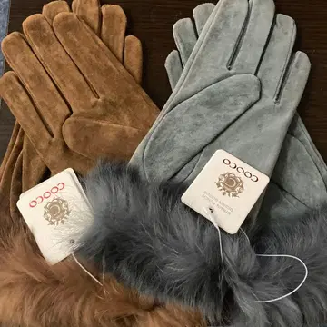 COOCO 그레이 스웨이드 퍼 장갑