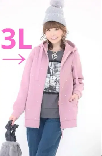 택 포함 미사용 새상품 &LOVE 펄 장식 후드티 튜닉 3L 앤러브