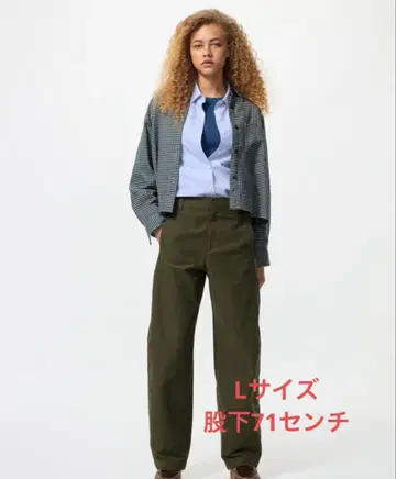 [ 새상품 ] 유니클로 저지 배럴 레그 팬츠 카키 L 사이즈