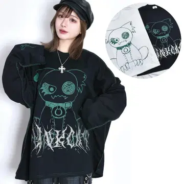 PUNK CAT 스티치 롱T