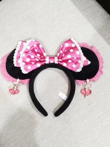 디즈니 미니 프릴 귀찌 머리띠 핑크