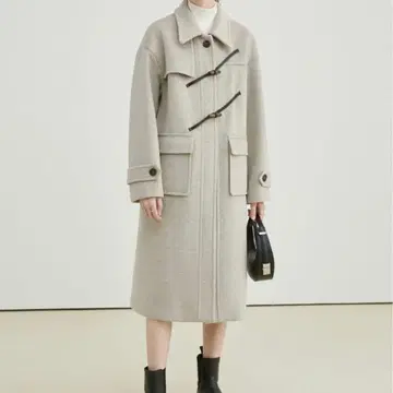 드롭 숄더 롱 코트 L