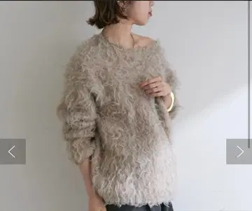 샤기 니트 가디건 베이지