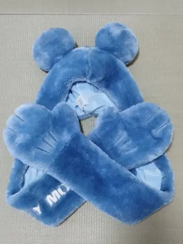 디즈니 미키 팬캡 머플러 파랑