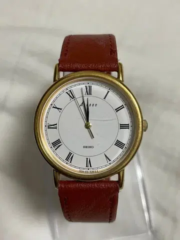 [ 작동품 ] SEIKO 남성용 손목시계 로마 숫자 골드 프레임 쿼츠