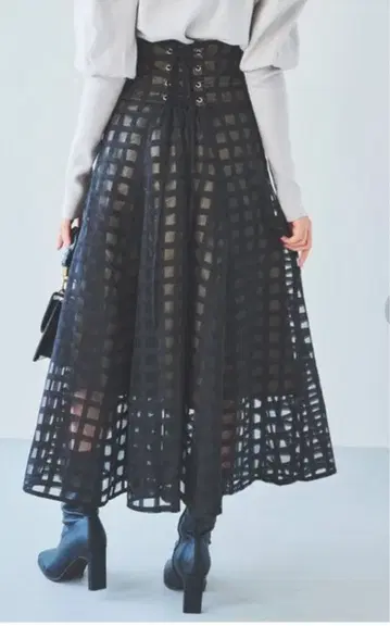 dazzlin 시어 체크 코르셋 스커트