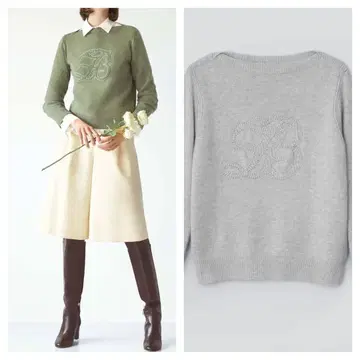 2023년 폭시 캐시미어 니트탑 스웨터 그레이 계열 자수