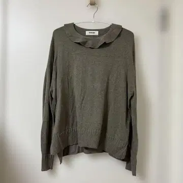 TUMUGU 랜덤 니트 카라 부착 풀오버 몰드 브라운