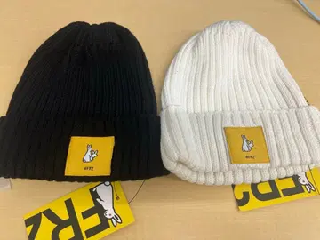 겨울 FRZ 리브 니트 모자 블랙 화이트 2종 세트