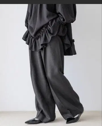 로리즈팜 차콜 그레이 팬츠 라나테크 와이드 팬츠 M