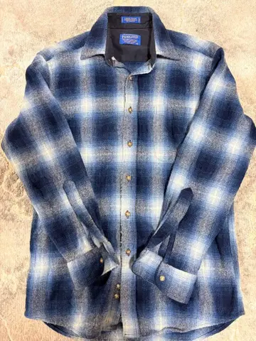 펜들턴 블루 계열 체크 무늬 플란넬 긴팔 셔츠