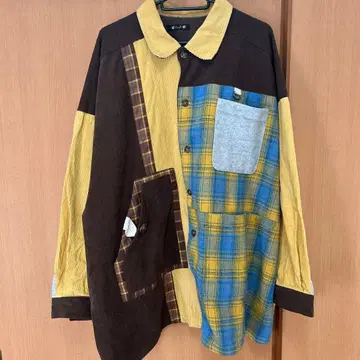 차이하네 긴팔 패치워크 셔츠 남성용 에스닉