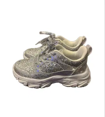 실버 글리터 통굽 스니커즈