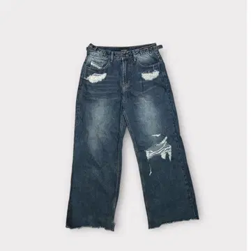 Wide-Leg Distressed Denim Pants y2k