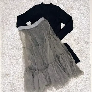 마이 스트라다 튤 레이어드 니트 원피스