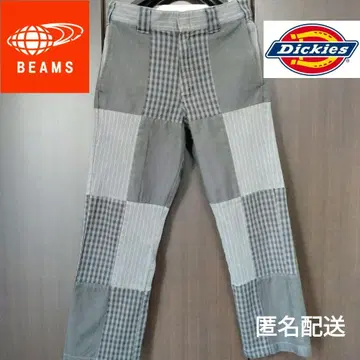 BEAMS x DICKIES 별주 워크 팬츠 패치워크 체크