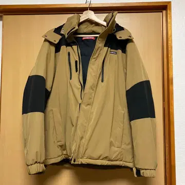 더블 스틸 다운 자켓 L 베이지 블랙