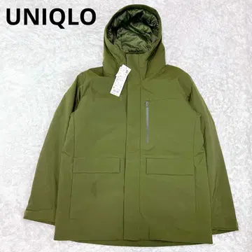 새상품 미사용 유니클로 하이브리드 다운 후드티 올리브 M