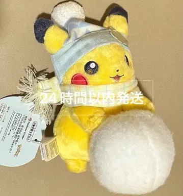 포켓몬 봉제 인형 피카츄와 눈놀이