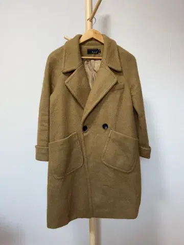 울 혼방 더블 브레스트 체스터 코트 베이지