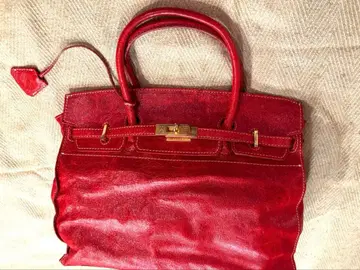 이탈리아제 빨간색 빈티지풍 가죽 핸드백
