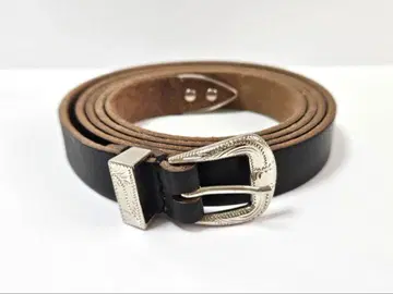 오더 특주 가죽 벨트 실버 장식 버클 블랙