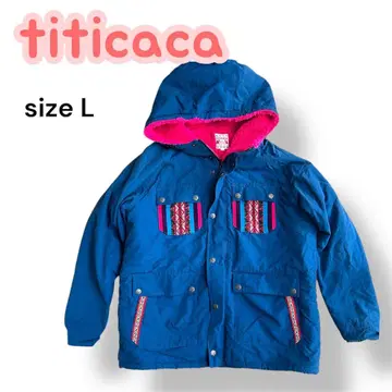 티티카카 L 보아 안감 후드 부착 자수 마운틴 후드티