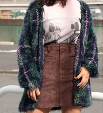 jouetie 페더 체크 니트 가디건 쥬에티