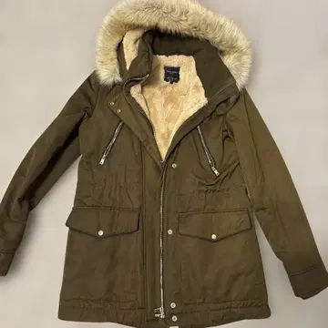 ZARA XS 올리브색 모즈 코트 자라 퍼 코트