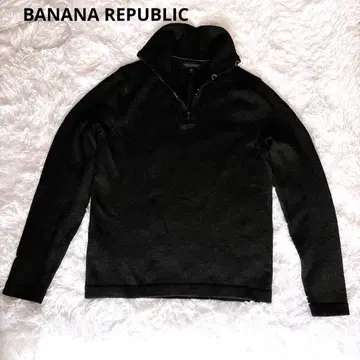 바나나 리퍼블릭 블랙 플리스풍 하프 지퍼 니트