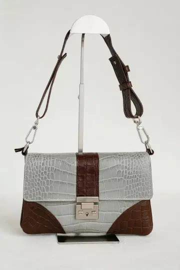 이탈리아제 Via Repubblica 악어 엠보싱 백